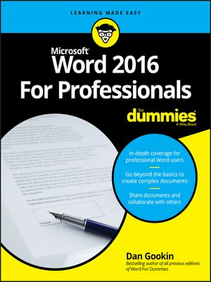 cover image of Word 2016 For Professionals For Dummies